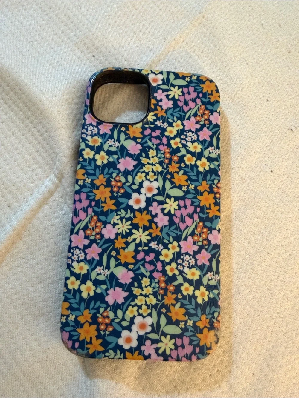 Navy Floral Protective Phone Case with Multicolor Flowers